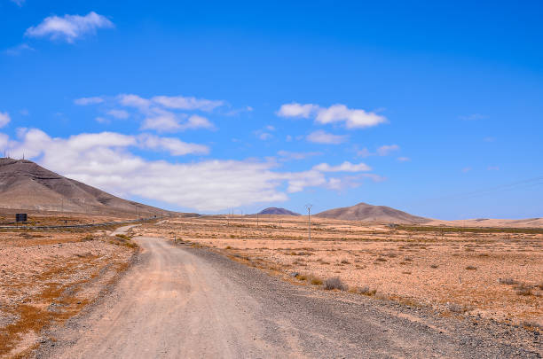 istock A dirt road in the desert with a clear blue sky above 2174000077