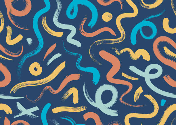 zábavné barevné bezešvé čmáranice vzor pozadí - škrabopis vzor stock ilustrace