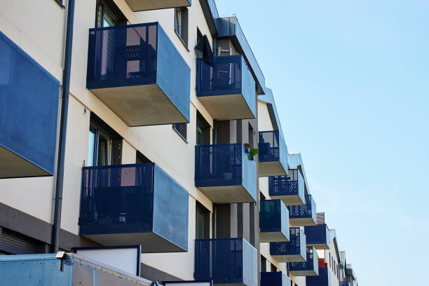istock New apartment building facade with balconies 2174001127