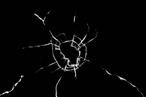 Texture of broken glass on a black background