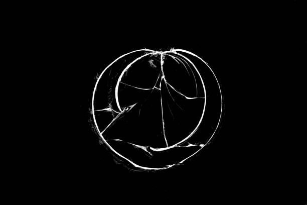 Texture of broken glass on a black background