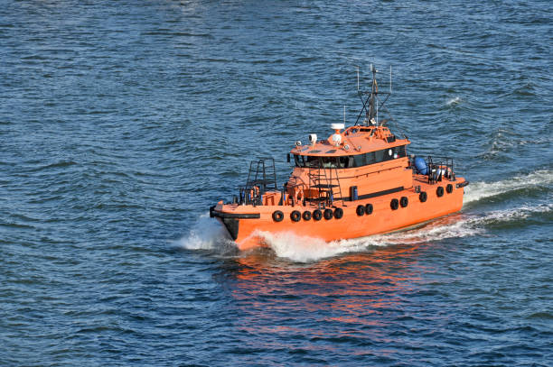 istock Orange rescue or coast guard patrol boat 2174006854