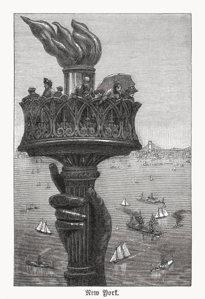 istock Torch of the Statue of Liberty, wood engraving, published in 1887 2174007668