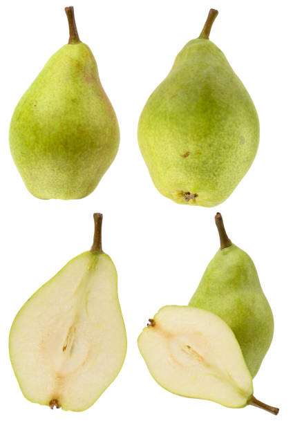 istock Half and whole ripe green pear on isolated background 2174008006