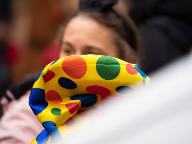 Colorful clowns at the fair.