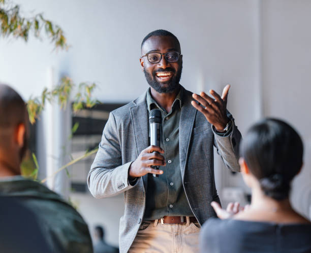 istock Confident Businessman Giving a Speech at a Networking Event 2174029854