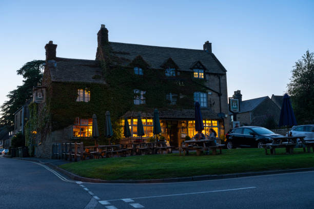 Stow on Wold -July 26 2024;  Old corner pub at entrance to town