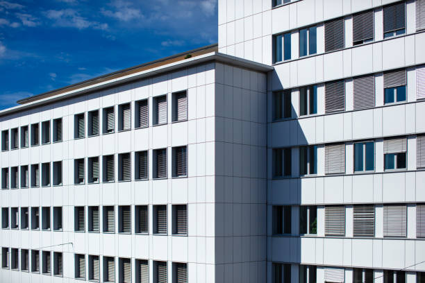 A still image of a modern building in Zurich, Switzerland on a sunny Summer day.