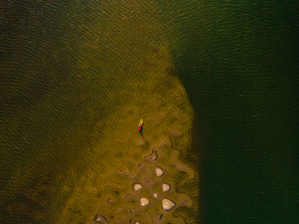 istock Waterborne Adventure. Kayaking Trip at Sunset, Aerial View. 2174038982