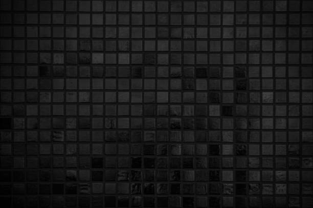istock Dark black ceramic wall chequered and floor tiles mosaic background in bathroom. Design pattern geometric with grid wallpaper texture decoration pool. Simple seamless abstract surface grunge. 2174045700