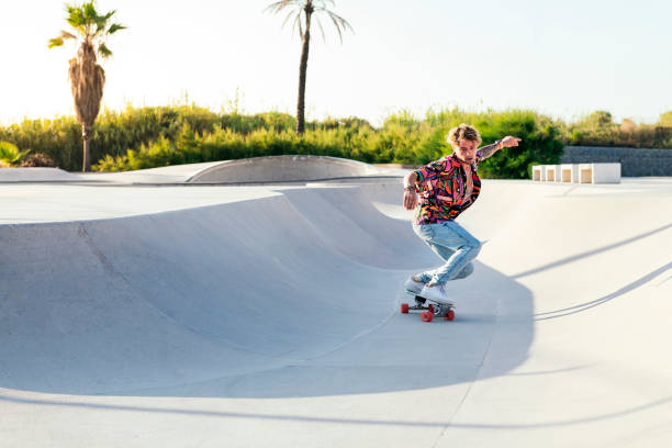 istock front view of funky young male skateboarder 2174049300