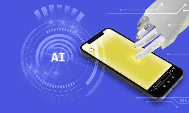 istock Robot hand touching phone, AI smartphone technology concept 2174065752