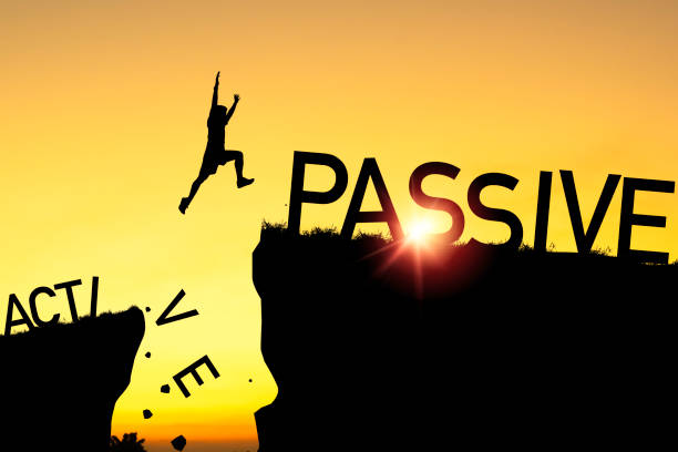istock Silhouette of man jumping from active cliff to passive cliff for change from active income to passive income concept. 2174068836