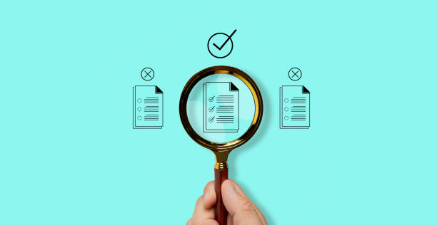 istock Magnifying glass focus to Approve document icon on blue background for business process workflow 2174072362
