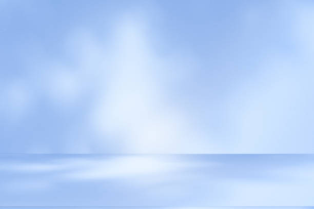 istock Studio style background wall decoration presentation uses white and blue tones. with shadows cast from a nearby window, concept creating a decorative 2174074676
