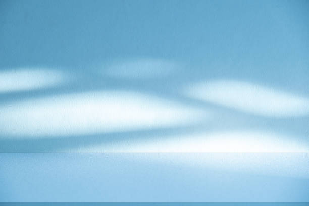 istock Studio style background wall decoration presentation uses white and blue tones. with shadows cast from a nearby window, concept creating a decorative 2174074681