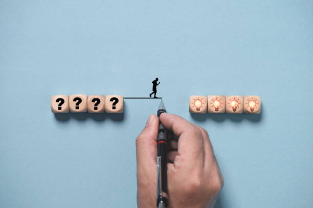 istock Hand writing line to connect between question mark and glowing lightbulb for creative thinking idea and problem solving concept. 2174074930
