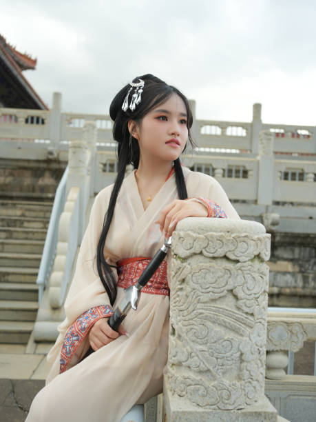 Asian female tourist wearing Chinese costume