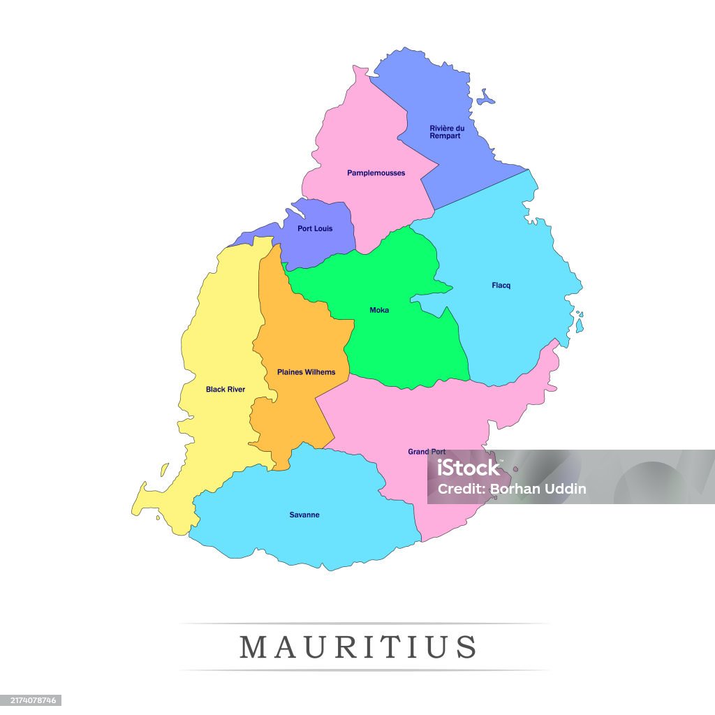 Mauritium Map Mauritius Administrative Divisions Mauritius Flag And Map Illustration ...
