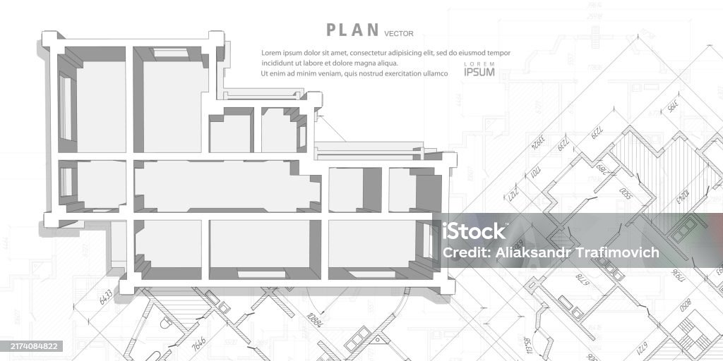 House Plan Project Technical Drawing Backgroundengineering Design ...
