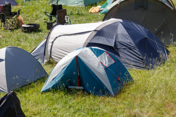 istock Tourist tents stand outdoors in summer 2174090579