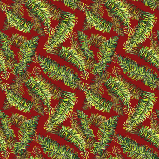 istock Seamless pattern with green fir branches. Watercolor hand drawn illustration for New Year, Christmas. Template for invitation, scrapbook, card, sticker, ribbons, wallpaper 2174093456