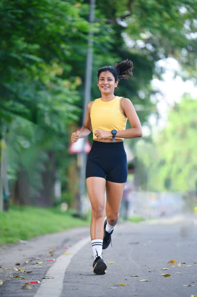 Young girl jogging