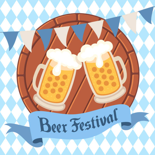 Cheers to the Beer Festival! A Celebration of Craft Brews, Food, and Fun. background of a cheers beer mugs stock illustrations