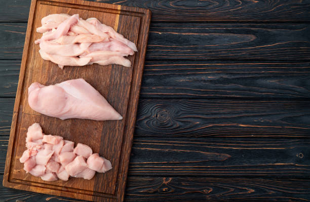 istock Raw chicken meat fillet ( breast ) Various of cutting in form slice and cube 2174097067
