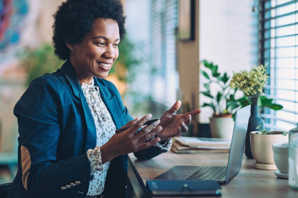 istock Businesswoman talking during video conference 2174098329