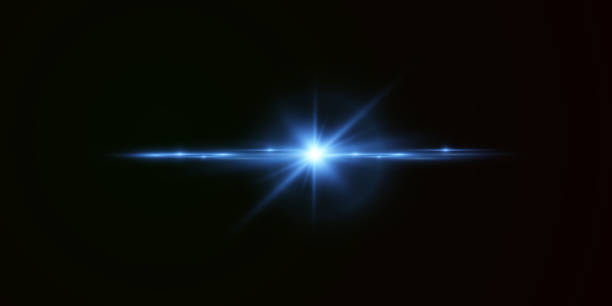 istock Light blue effect reflections, neon illumination in blue colors. Bright light lens. Police light effects, lines. Shiny stars, glowing sparks on a black background. Vector red light effect 2174099036