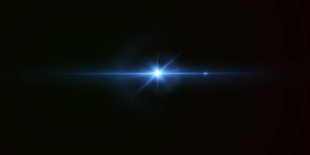 istock Light blue effect reflections, neon illumination in blue colors. Bright light lens. Police light effects, lines. Shiny stars, glowing sparks on a black background. Vector red light effect 2174099578