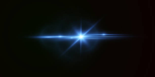 istock Light blue effect reflections, neon illumination in blue colors. Bright light lens. Police light effects, lines. Shiny stars, glowing sparks on a black background. Vector red light effect 2174099592