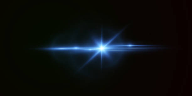 istock Light blue effect reflections, neon illumination in blue colors. Bright light lens. Police light effects, lines. Shiny stars, glowing sparks on a black background. Vector red light effect 2174099593
