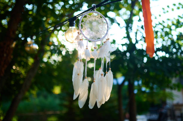 istock A decorative dreamcatcher hanging in a serene outdoor setting under soft sunlight 2174103908