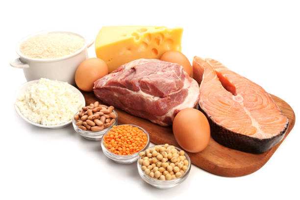 istock Food high in protein isolated on white 2174105287