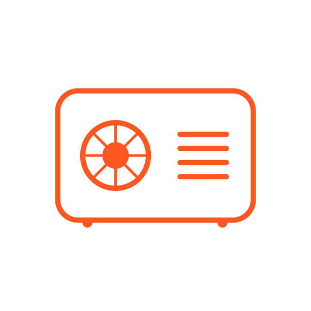 heat pump icon or air conditioner vector symbol - wärmepumpe stock-grafiken, -clipart, -cartoons und -symbole