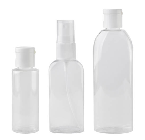 istock Set of empty plastic bottles mockups close-up on white background. Isolated 2174108223