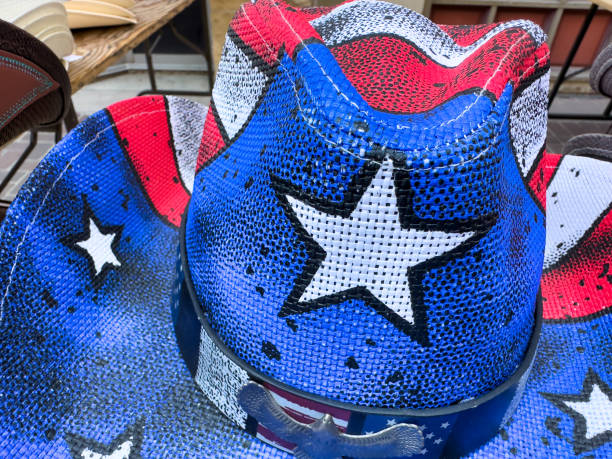American straw hat with stars and stripes.