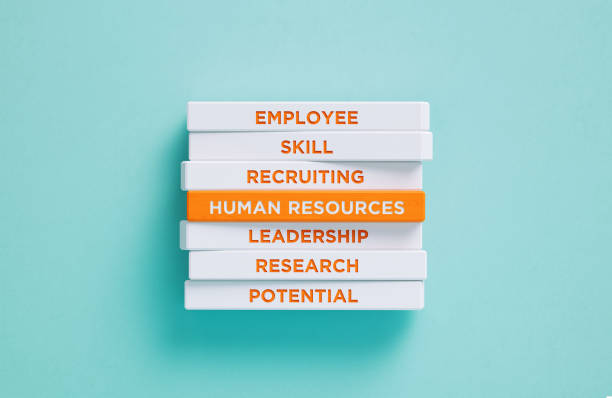 istock Human Resources Related Words Written Wood Blocks On Blue Background - Human Resources Concept 2174117848