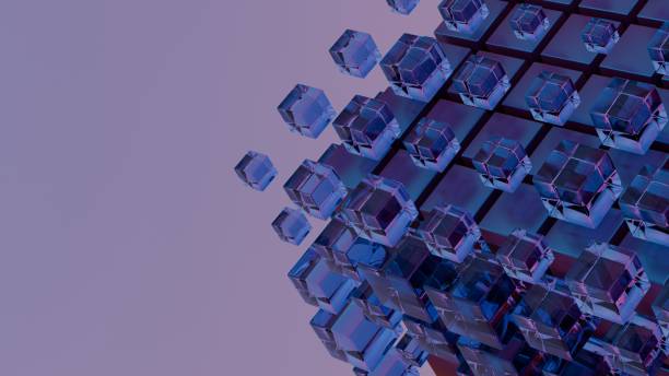istock Abstract 3D structure of floating cubes in purple and blue tones 2174118636