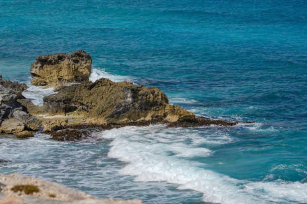 Image of caribbean sea from the archarological site of Tulum in Mexico