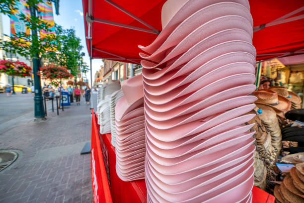 Calgary Stampede event straw hats along the streets.