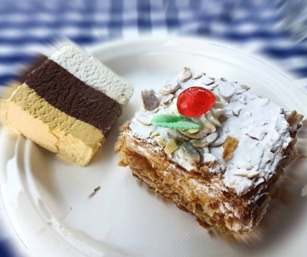 istock Puff pastry cake with ice cream 2174123332