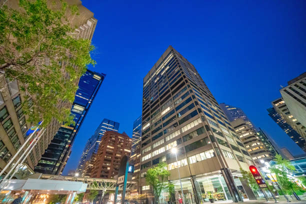 istock Calgary, Alberta. Downtown streets and buildings at night 2174123663