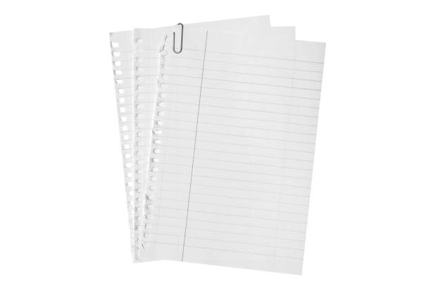 Closeup view of orange notebook paper isolated over a white background