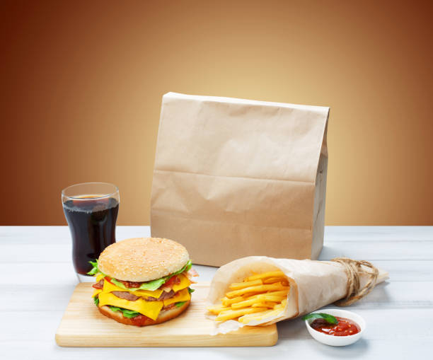 istock Fast food take away. Hamburger, cola and fries. 2174128771