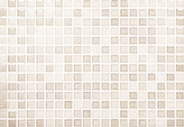 istock Cream light ceramic wall chequered and floor tiles mosaic background in bathroom, kitchen. Design pattern geometric with grid wallpaper texture decoration pool. Simple seamless abstract surface clean. 2174131833