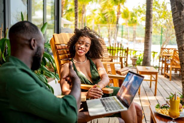 istock Relaxed Business Meeting in Outdoor Tropical Setting 2174132785