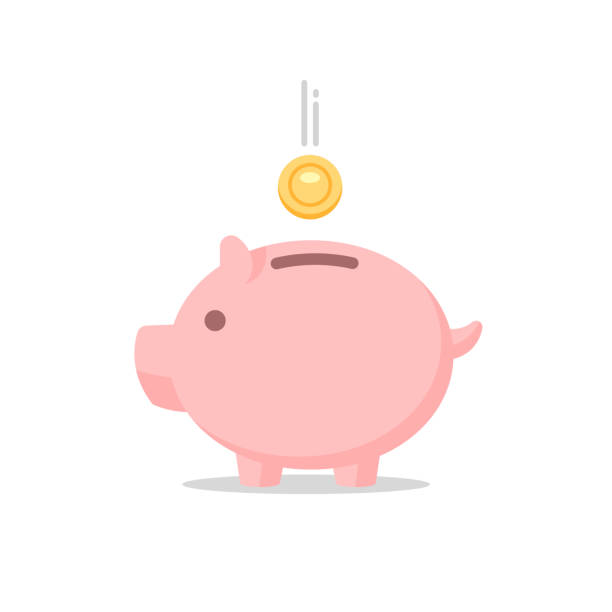ilustraciones, imágenes clip art, dibujos animados e iconos de stock de alcancía - hucha cerdito